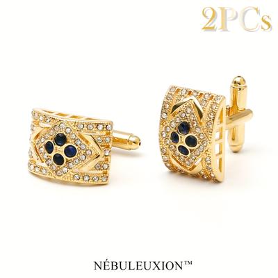 TEMU NÃ©buleuxion 2pcs & Zirconia Cufflink Set - Weddings, Banquets, Ceremonies & Business | Elegant Accessory