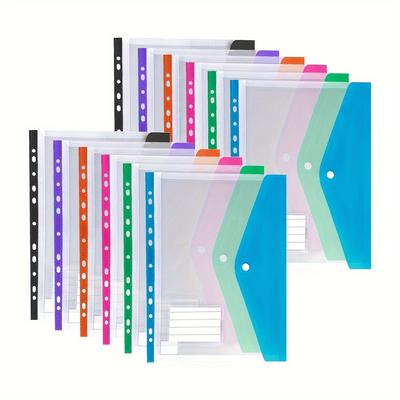 TEMU 12pcs Pvc Clear Plastic Folders For , Snap , 11- Sheet Sleeves