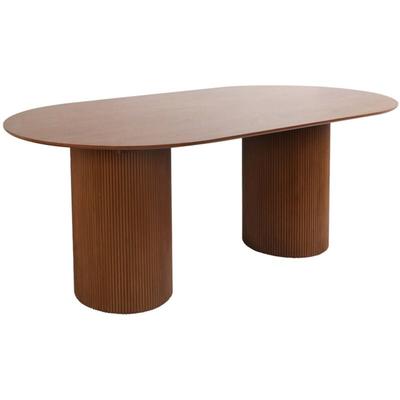 Sweeek - Ovaler Esstisch mit geriffelter Holzoptik 4-6 Sitzplätze, 180 cm Image