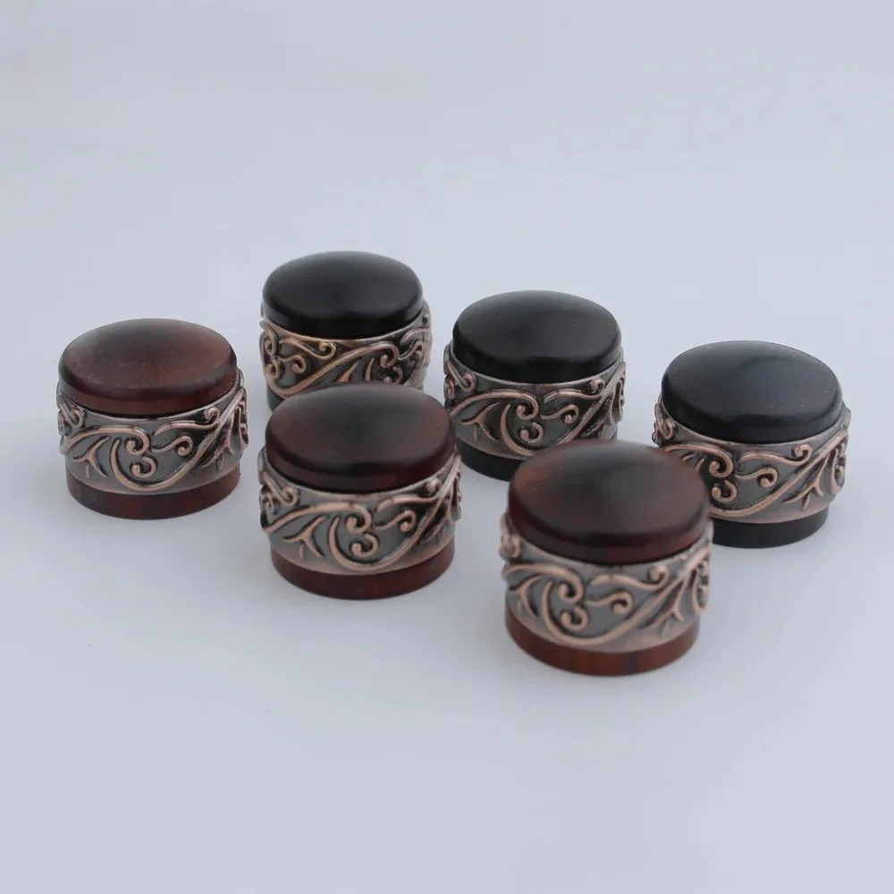 Knopftopf aus rotem Sandelholz und Ebenholz, Antik-Silber oder Gold, lange Grasblume um Knopf-Potentimeter, Gitarrenbass, 1 Knopf Image