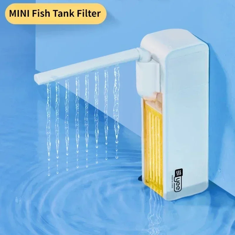 Schwammfilter 3-IN-1 Mini Aquarium Filter Wasserzirkulation Wasserfall Aquarium Filter Leise Eingebaute kleine Tank Wasserpumpe Image