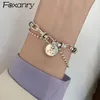 Foxanry Silber Farbe Armband für Frauen Trend Vintage Hip Hop Kreative Doppel Kette Lächeln Runde Schmuck Geschenke Großhandel