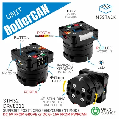 Offizielle M5Stack-RollerCAN-Einheit mit BLDC-Motor (STM32) Image