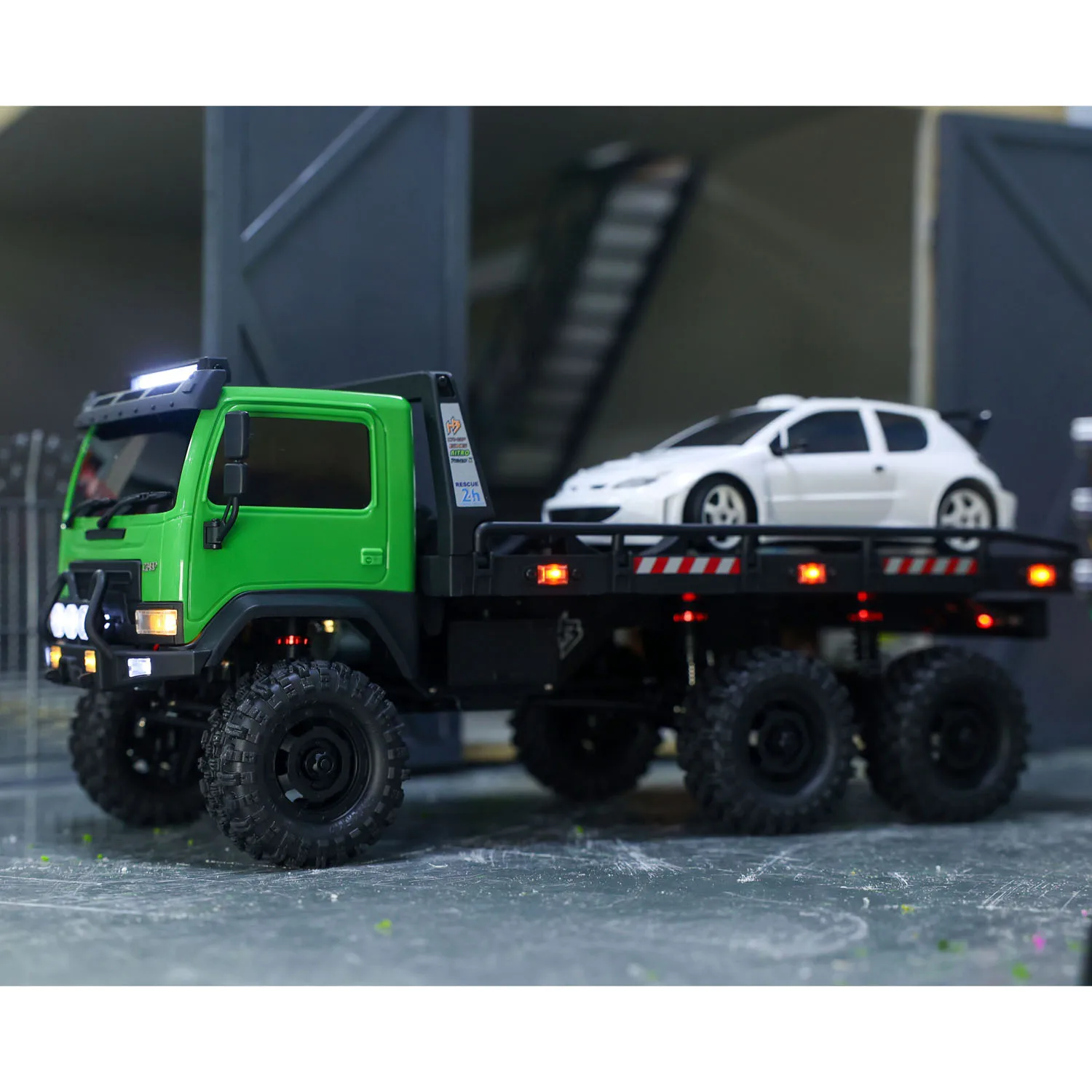 RTR 1/18 RC Crawler 6x6 Flachbett-LKW Rock Car Hobby Plus CR18P Fernbedienung Off-Road-Modell 2-Gang-Getriebe Fahrzeuglicht