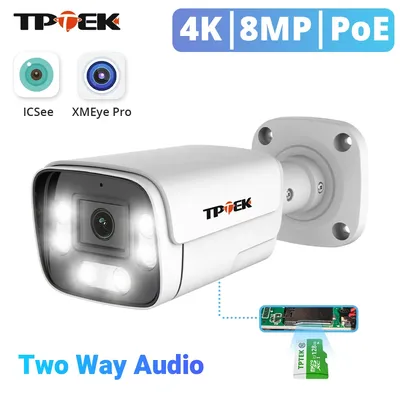 Poe Video überwachung IP-Kamera 4k 8mp 5mp Zwei-Wege-Audio-Unterstützung TF-Karte Sicherheit IP66 Outdoor-Kamera NVR-System icsee xmeye