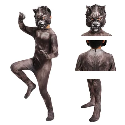 Werwolf Cosplay Anime Scary Fursuit Halloween Kostüme für Kinder Zentai Monster Wolf Maske Kopf Image