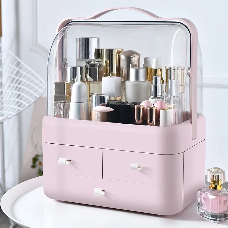 Kosmetik Empfangs box staub dichter Desktop Make-up Organizer mit Schublade für Hautpflege produkte Haushalt Aufbewahrung sbox Regal