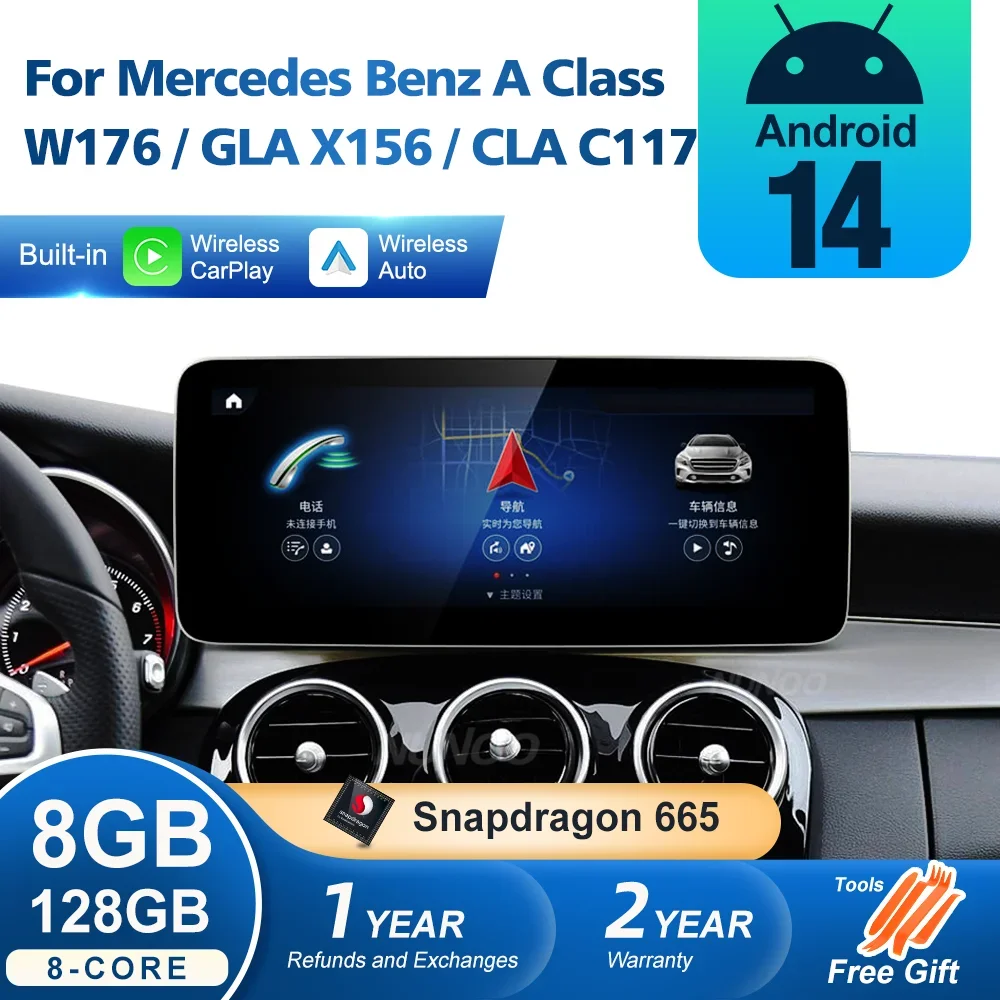 Android 14 Wireless Carplay für Mercedes Benz W176 C117 X156 W463 2012-2018 Auto-Multimedia-Player GPS Radio Stereo Navi Bildschirm Image