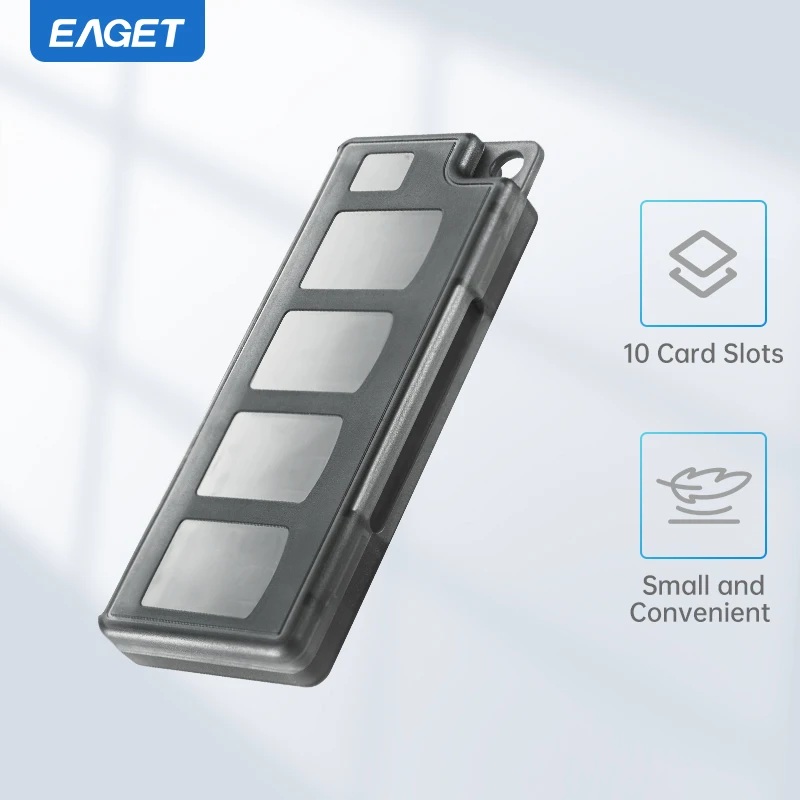 Eaget Speicherkarten-Aufbewahrungstasche, Tragetasche, Halter, Geldbörse, 10 Fächer für CF/SD/Micro SD/SDHC/MS, Spielzubehör, Speicherkartenbox Image