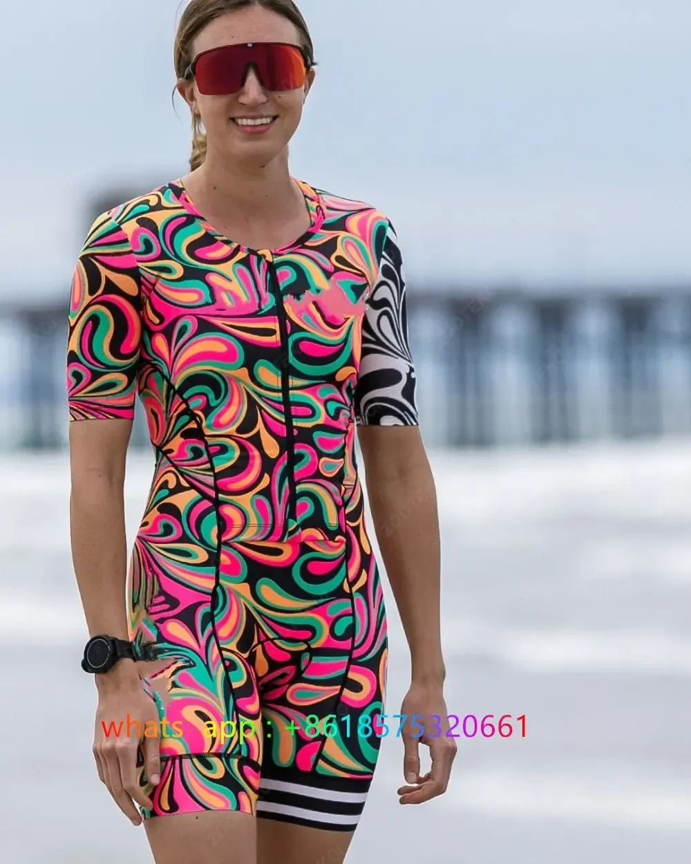 Zootekoi Damen Triathlon Tri Anzug Kurzarm Radfahren MTB Laufen bequemen Overall Langstrecken Speed Skinsuit Maillot Image