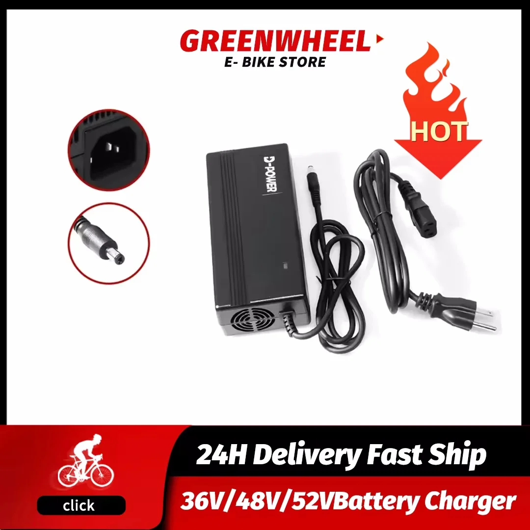 36v 48v 52v 3a Lithium-Ionen-Ladegerät aaa 18650 21700 E-Bike-Ladegerät mit eu au uk us Stecker Image