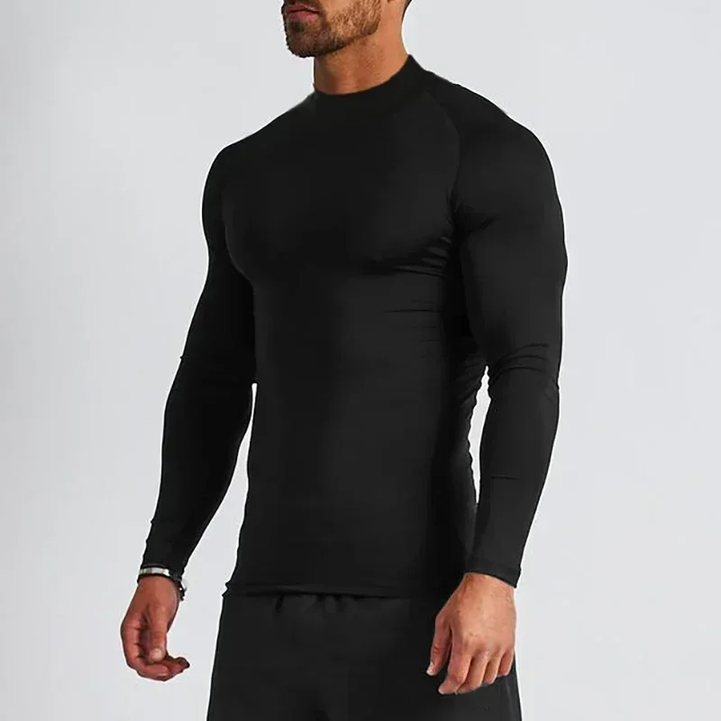 Herren Roll kragen pullover schnell trocknen lang ärmel ige Kompression lang ärmel ige Sport Fitness enge T-Shirt mit lässigen Frühling und Herbst Image