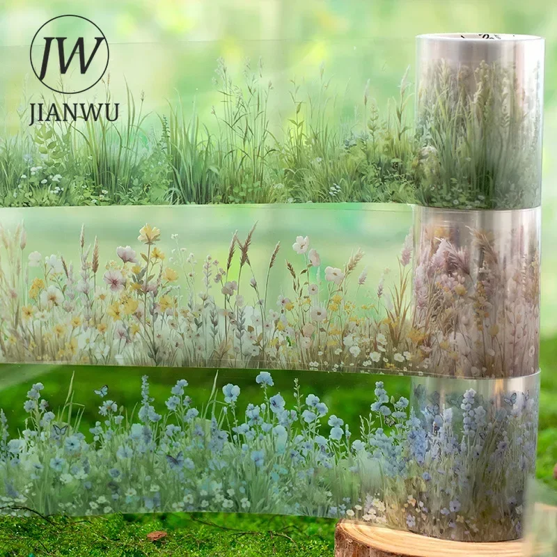 JIANWU 50mm * 200cm Grüne Notizen Serie Vintage Pflanze Blume Landschaftsbau Material Collage PET Band Kreative DIY Journal schreibwaren Image