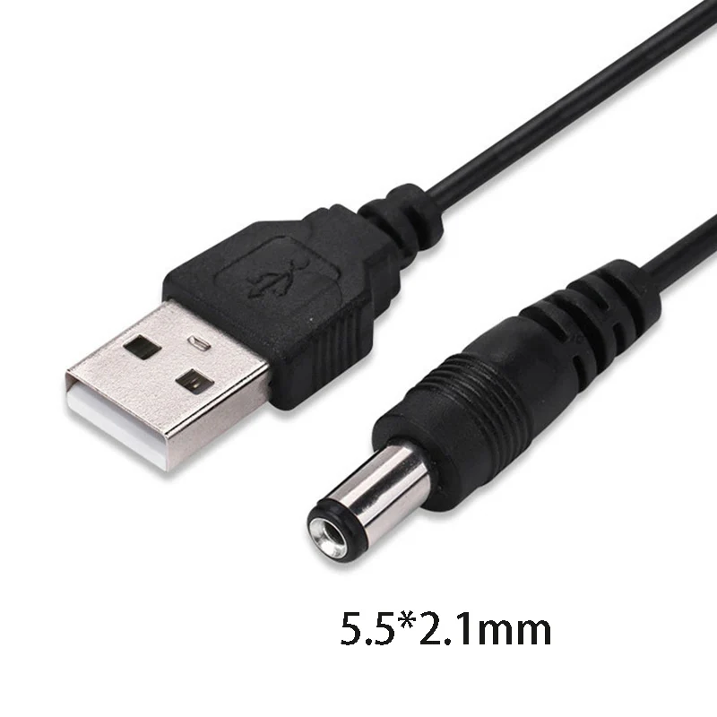 USB-zu-DC-Ladekabel, 1 m, 5 V, rundes Loch, 5,5 x 2,1 mm Stecker, 5 V Stromversorgungskabel, Computer-Router-Ladekabel, Adapter, Verlängerungskabel Image