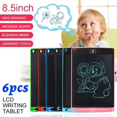 6PCS Learning Set 8.5Inch LCD Drawing Board Writing Tablet Digit Magic Blackboard Art Painting Tool