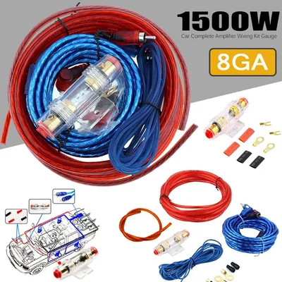 1500W Car Power Amplifier Wiring Kit 8GA Car Subwoofer Cable 60 AMP Fuse Holder Subwoofer Speaker