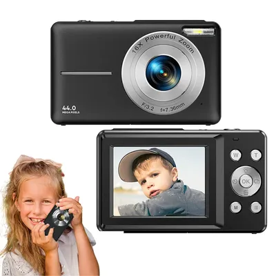 Digital Camera 4K 44MP Compact Point and Shoot Camera with 32GB SD Card, 16X Digital Zoom, Kids