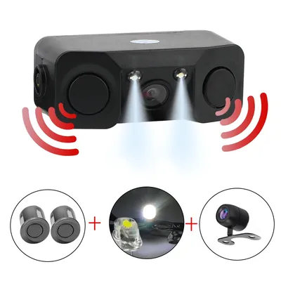 Reversing Radar Sensor Detector Universal Night Vision Car Accessories Rear View Camera 3 In 1 Mini