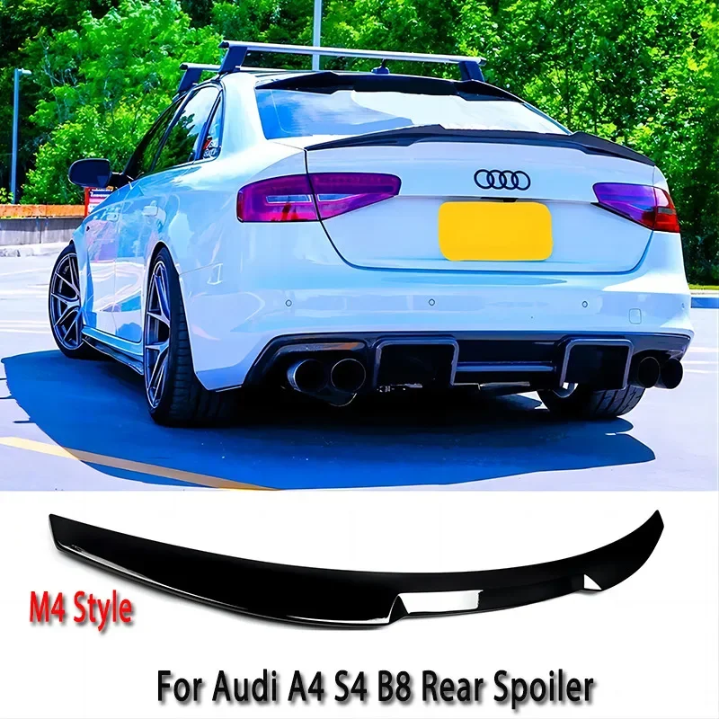 Per Audi A4 S4 B8 B8.5 Berlina 2009-2016 M4 Stile Spoiler Posteriore Ala Bagagliaio Posteriore Boot Lip Spoiler Cap Lip Boot Copertura Car Styling