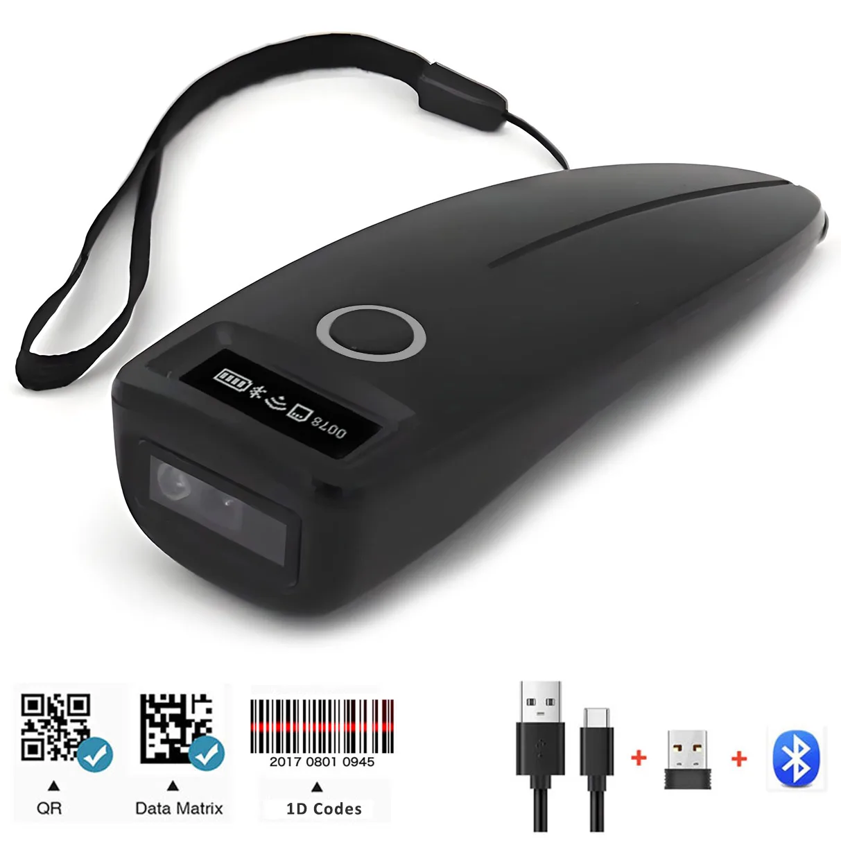 Scanner di codici a barre Scanner di codici QR wireless 1D 2D USB Bluetooth Mini lettore QR tascabile IOS Android Windows per pagamento mobile