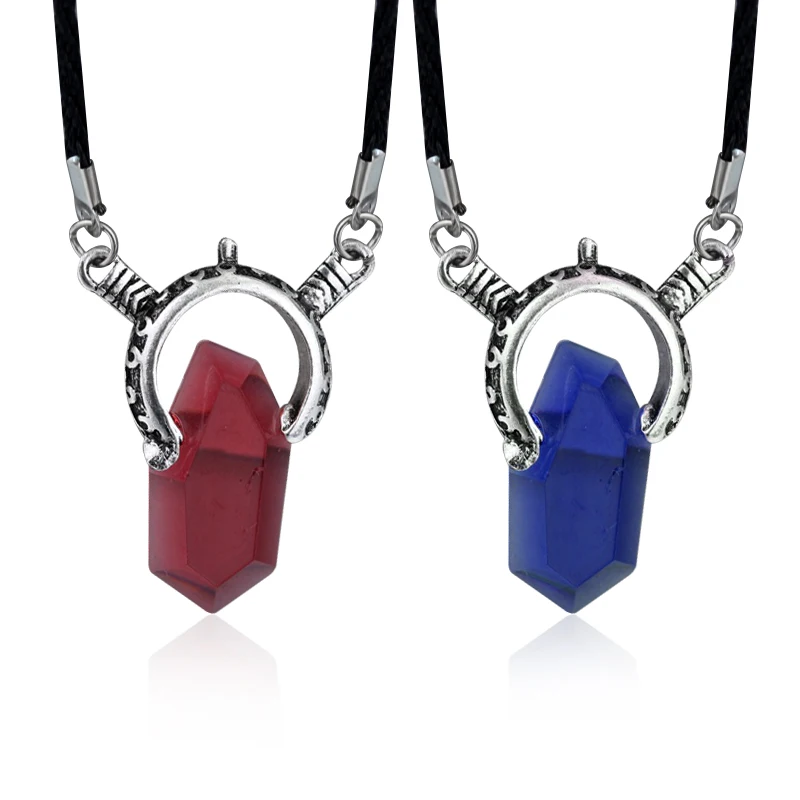 Dmc Devil May Cry 5 Collana con ciondolo Dante Rosso Blu Gemma Collane Cosplay Catena lunga a corda Regali vintage per uomo