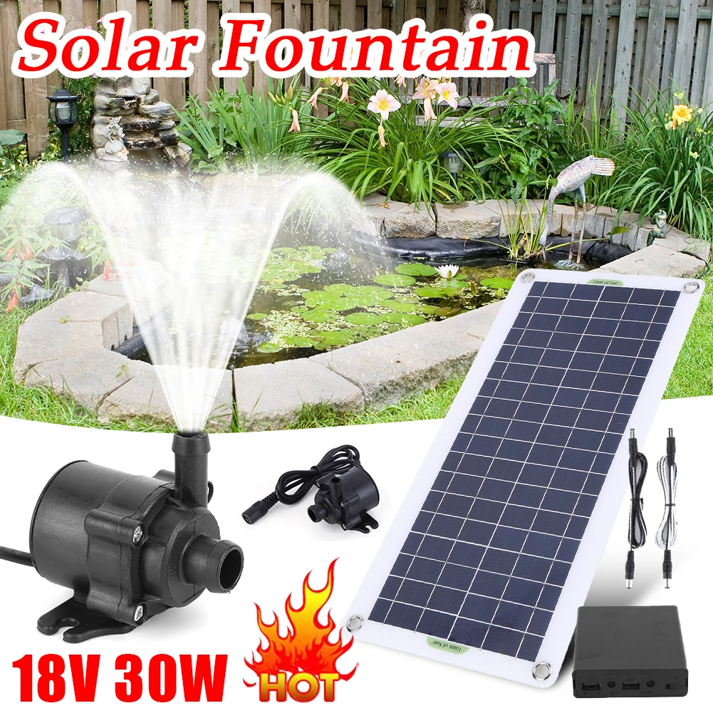 50W 800L/H DC 12V Kit pompa ad acqua solare senza spazzole a basso rumore per piscina Nero Fontana a cascata esterna Giardino Piscina Stagno Bagno per uccelli