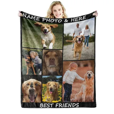 Custom Blanket with Words Picture Collage Customized Blankets, Birthday Souvenir Gifts Personalized