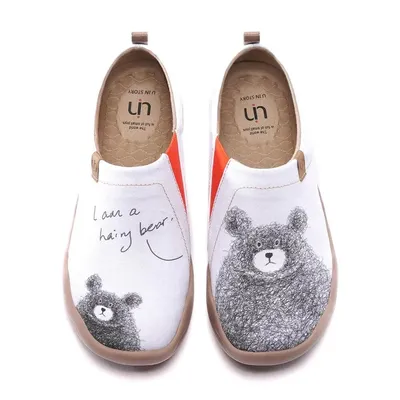 UIN Fashion retro cute cartoon animal bear women's shoes sports art casual canvas travel shoes BE
