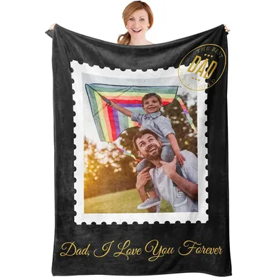 Personalized Father's Day Birthday Gift for Dad Customized Throw Picture Blanket Customized Blanket