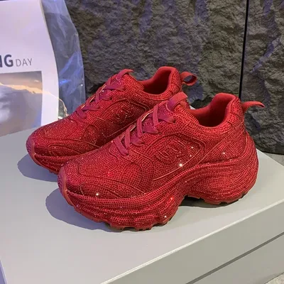 2024 New Women's Fashion Running Shoes Luxury Designer Diamond Shining Casual Sports Shoes Women's