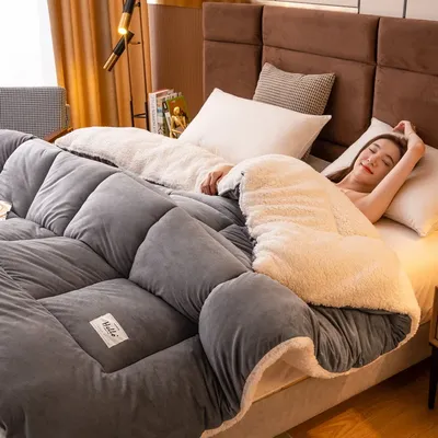 Winter Bedding Thick Quilt Blanket Thickened Warm Flannel Fleece Comforter for Cold Nights Set Bed Duvets Quilts the Blankets