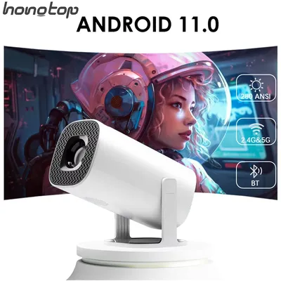 HONGTOP P30 Smart Mini Projector Android 11 WiFi6 Support 4K 1080P BT5.0 Projector 1280*720P Home Cinema Portable Projector