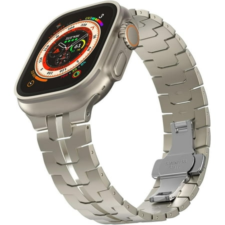 KOMI Titanium Band Compatible with Apple Watch Ultra 2 Strap 49mm 45mm 44mm 42mm Metal Strap for iWatch Ultra SE Series 9 8 7 6 5 4 3 2 1 Replacement Wristbband for Men