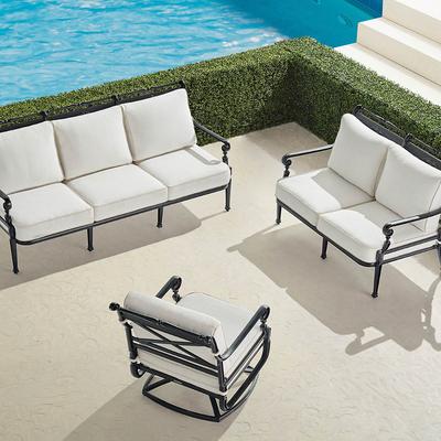 Carlisle 3-pc. Sofa Swivel Set in Onyx Aluminum - Quick Dry, Cobalt - Frontgate