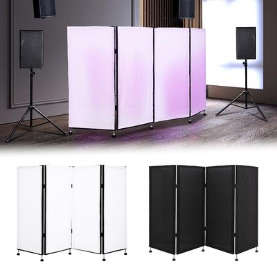 DJ Facade Booth Portable DJ Event Booth Foldable Cover Screen Metal Frame Booth Black White Scrims Front Board Video Light