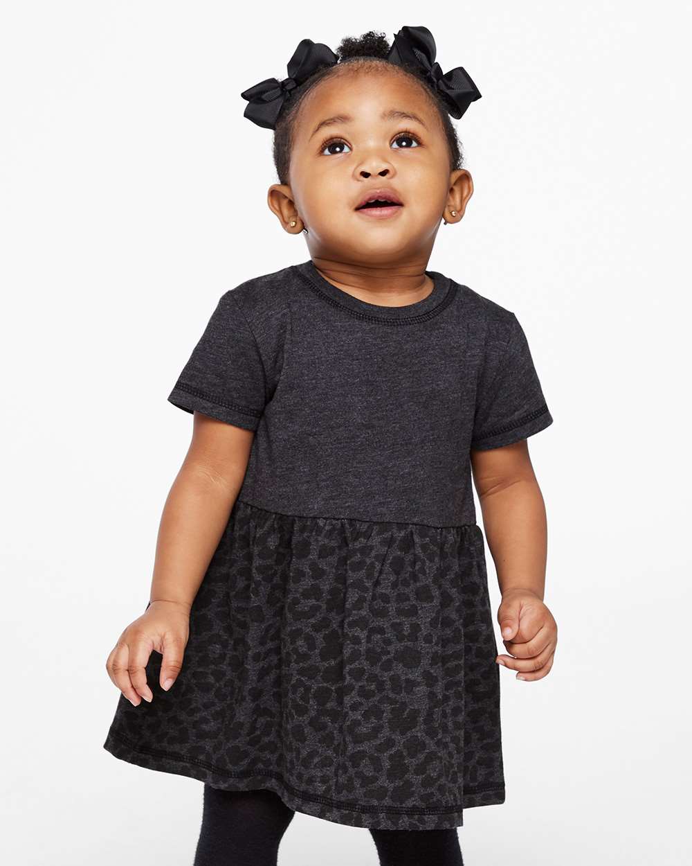 Rabbit Skins RS5330 Infant Fine Jersey Dress Top in Vintage Smoke/Black Leopard size 6M | Cotton 5330