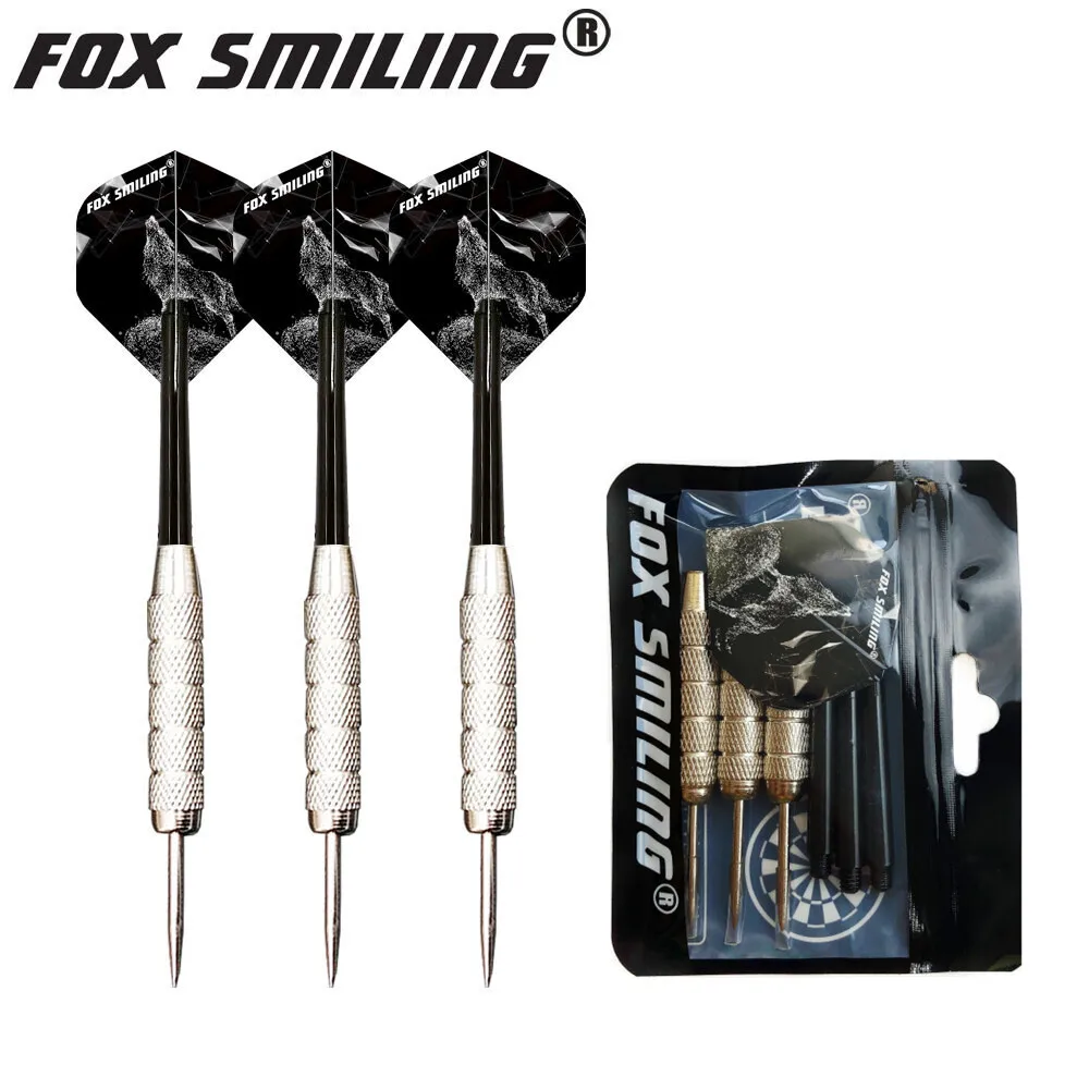 Fox Smiling Steel Darts 3 Stück 22 g mit Nylonschellen und bunten Dartflügen
