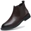 Britischer Stil Chelsea Herren stiefel Leder spitze Zehen dicke Sohle Business High Top Lederschuhe Outdoor vielseitige Stiefelette