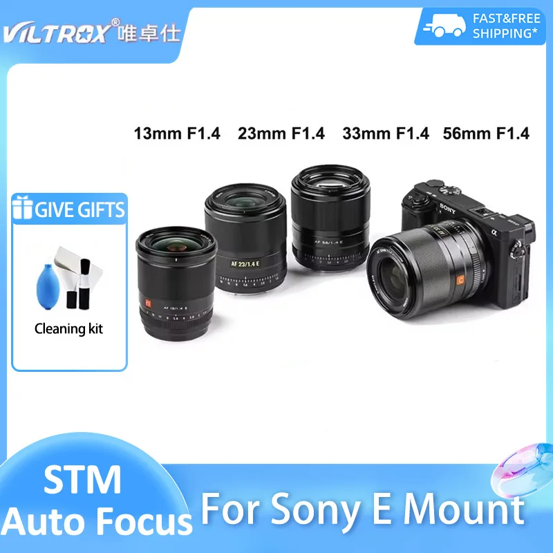 VILTROX 13 mm 23 mm 33 mm 56 mm E-Objektiv F1.4 APS-C AF Autofokus Prime-Objektiv mit großer Blende für Sony E A7 A7RIII A7S A7MIV A6000 A6300 Image
