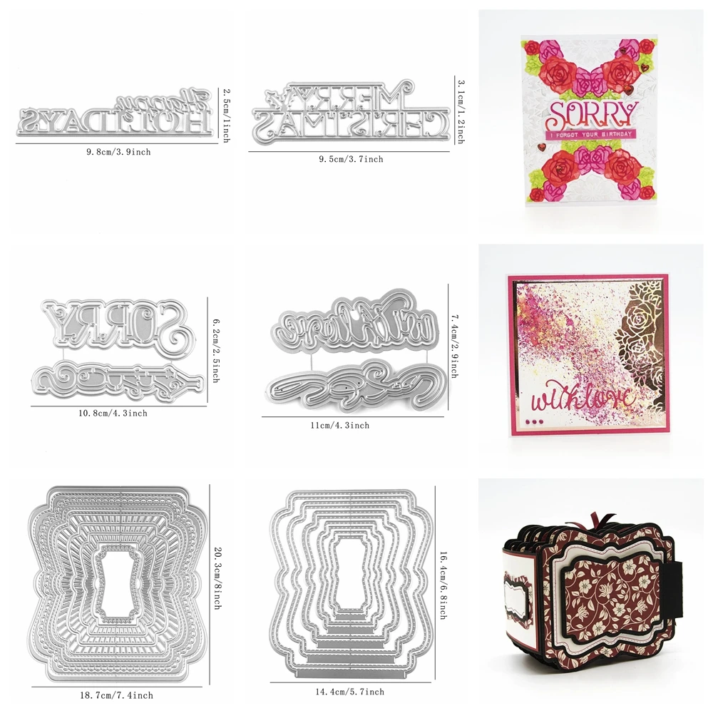 Frohe Weihnachten Wörter Grenze Metalls ch neiden stirbt komplexe Beilage Broschüre für DIY Scrap booking Papier Karte Album Handwerk Projekt Image