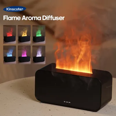Aroma Diffusor Simulation bunte Flamme Luftbe feuchter kann ätherische Öl Timing-Einstellung Ultraschall Cool Mist Maker Fogger hinzufügen
