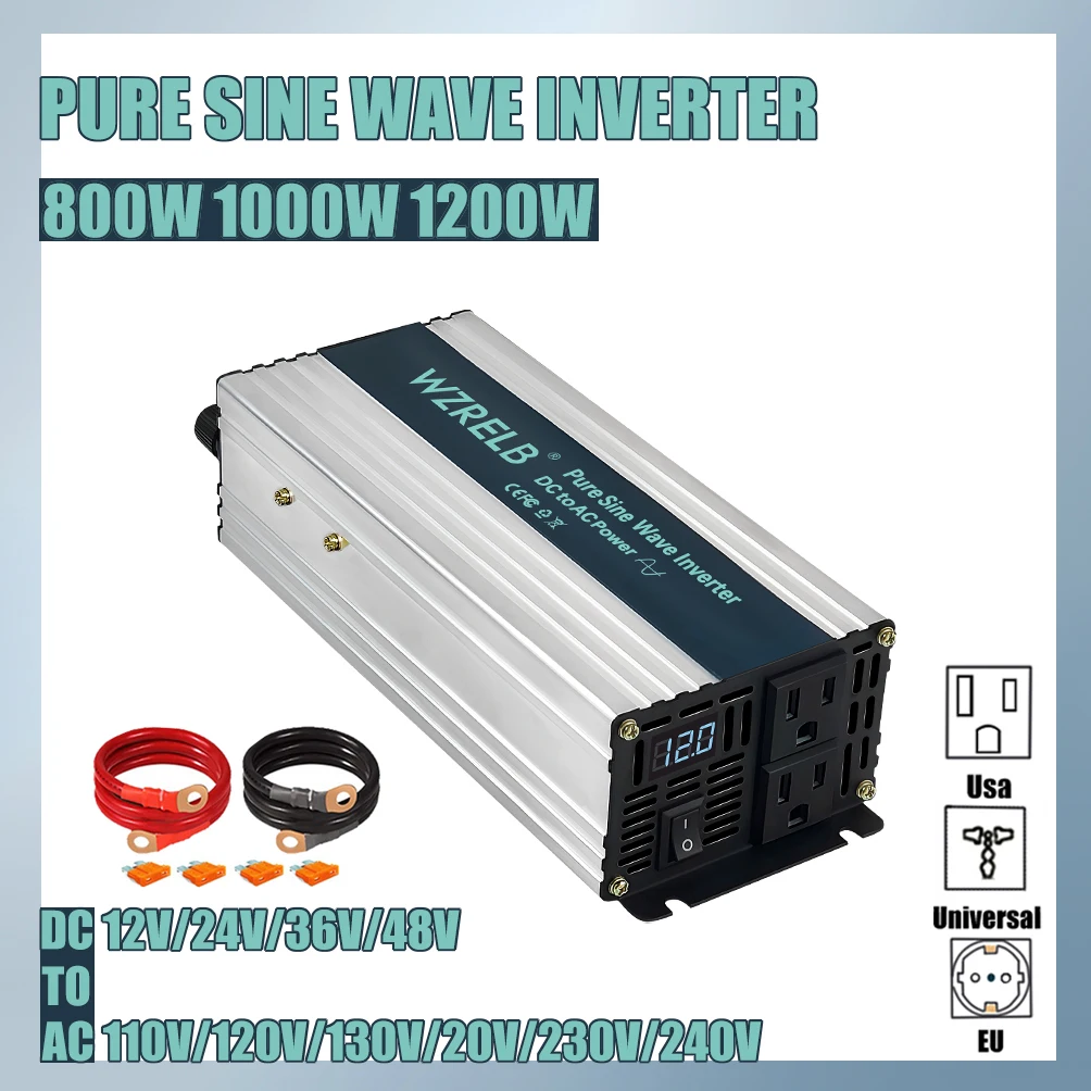 Reiner Sinus-Wechselrichter 800 W 1000 W 1200WOff Grid Power Converter 12 V 24 V 36 V 48 V DC zu AC 100 V 110 V 120 V 220 V 230 V 240 V Image