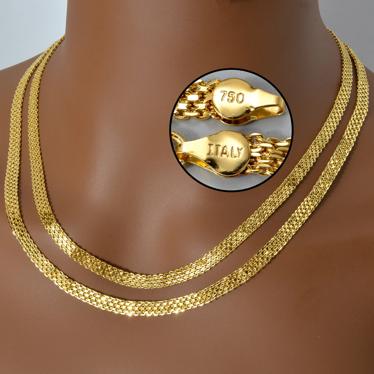 Sunny Jewelry Kupfer-Halskette, Hip-Hop-Schmuck, 18 Karat Gold, schlichte Gliederkette, passend für Männer und Frauen, Alltagskleidung, Schmuck, Geschenk Image