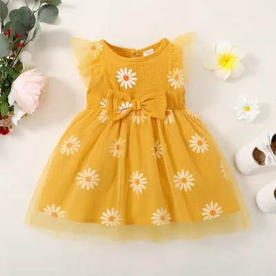 Kleinkind Mädchen Sommerkleid kleine Gänseblümchen ärmellose Tüll Urlaub Party Prinzessin Kleid geeignet für süße Mädchen im Alter von 1-5 Jahren Image