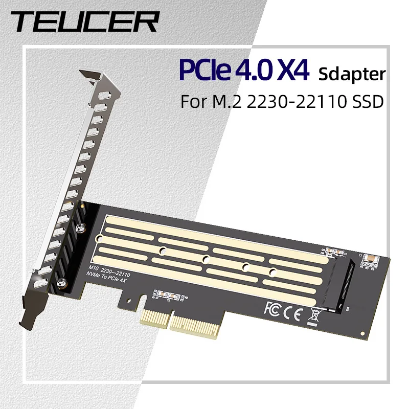 Teucer PCIe 4.0 X4 Adapter, anwendbar auf M.2 2230/2240/2260/2280/22110 NVME 3.0 SSD 64 Gbit/s X8 X16 PC Solid State Erweiterungskarte Image