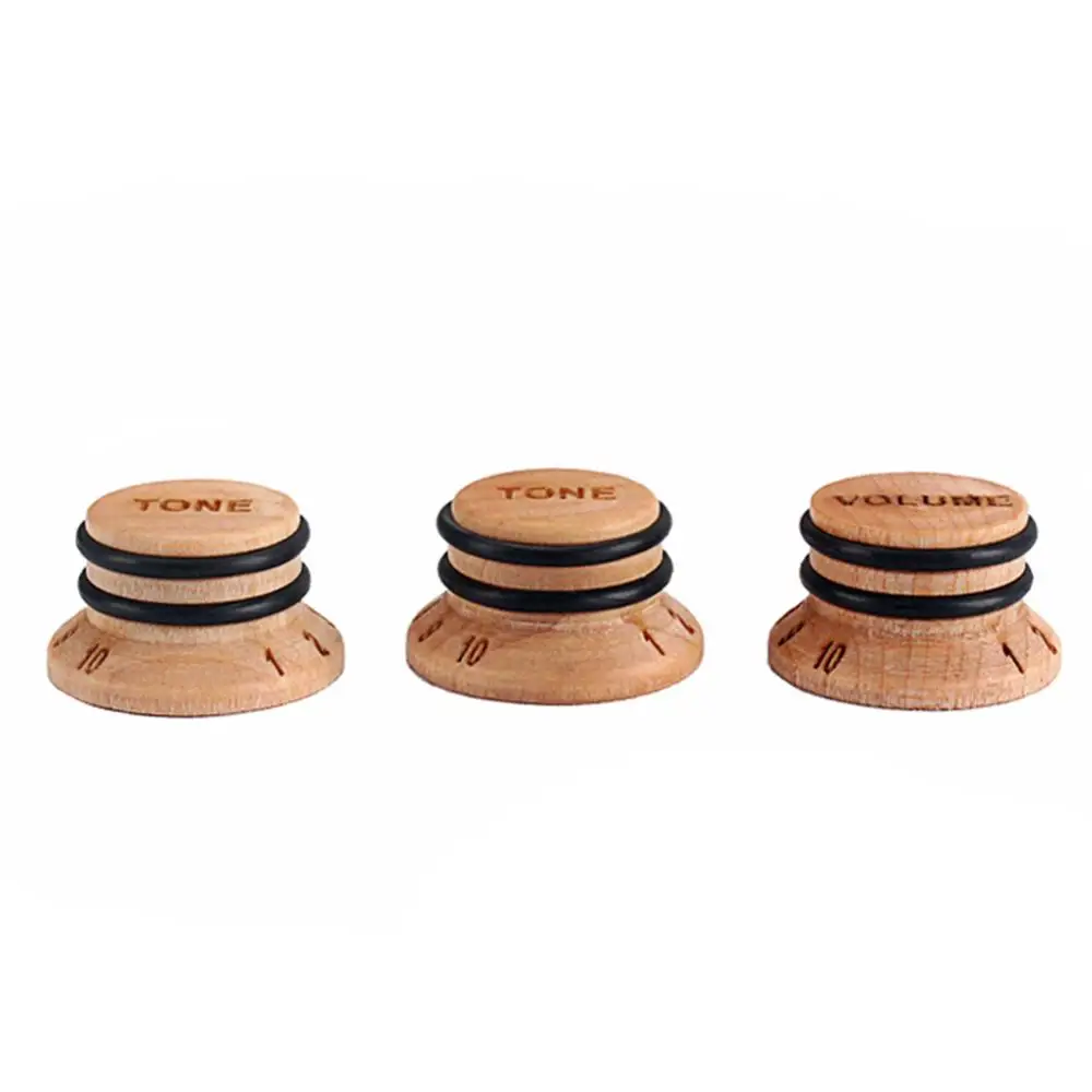 Steuerung für E-Gitarre Lautstärke regler Vintage 3 Stück Holz Ton Set Bass Teile Image