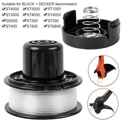 Ersatzspule mit Kappenfeder, Ersatz-Unkrautfresserspule für Black und Decker ST4500 ST5000 GE600 ST6800 für Black Decker