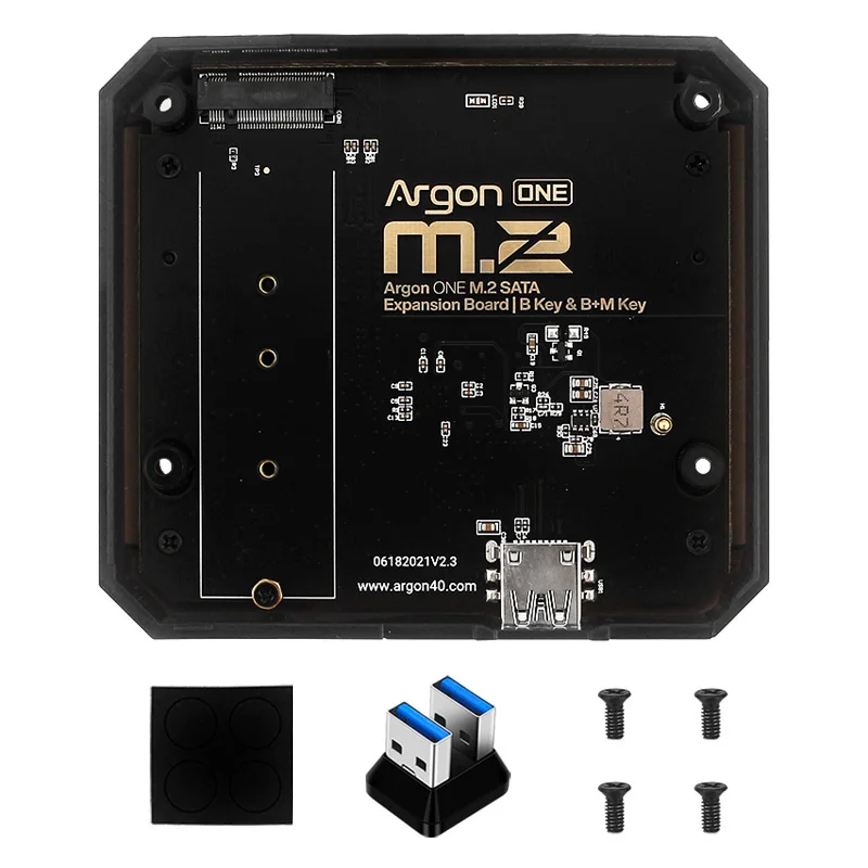 Argon ONE M.2 Raspberry Pi 4-Erweiterungsplatine, Aluminium-Untergehäuse, USB 3.0 auf M.2 SATA NVMe SSD-Adapter für Argon ONE M.2-Gehäuse Image