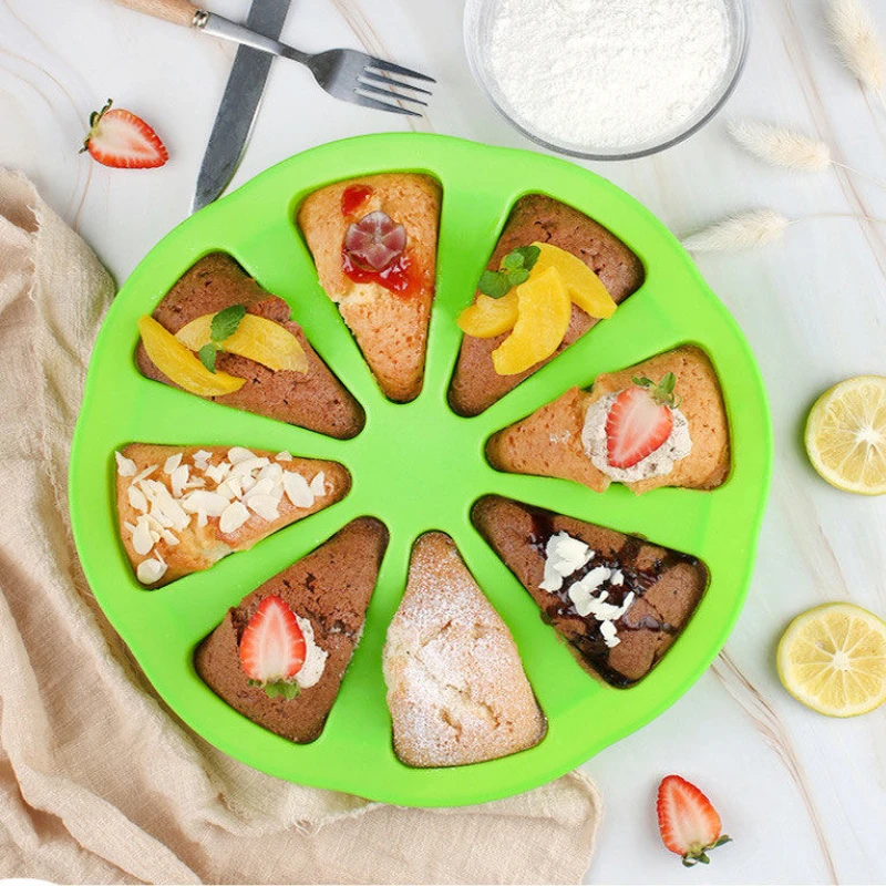 DIY Kuchen hersteller Backform Silikon Kuchen form 8-Loch orange geformte Pizza Pfanne Image