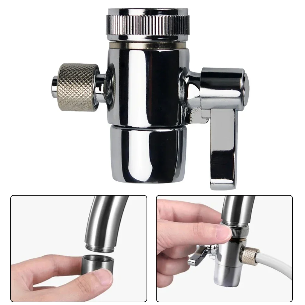 1pc Wasserhahn Umschaltventil M22 Silber Überzähler Wasser Filter Für 1/4 "RO Schläuche Wasser System Haushaltsgeräte zubehör Image